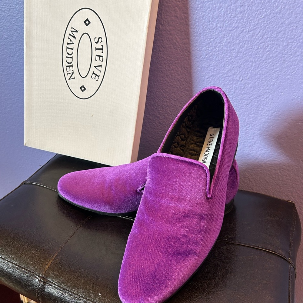 Purple velvet smoking loafers - men’s size 7